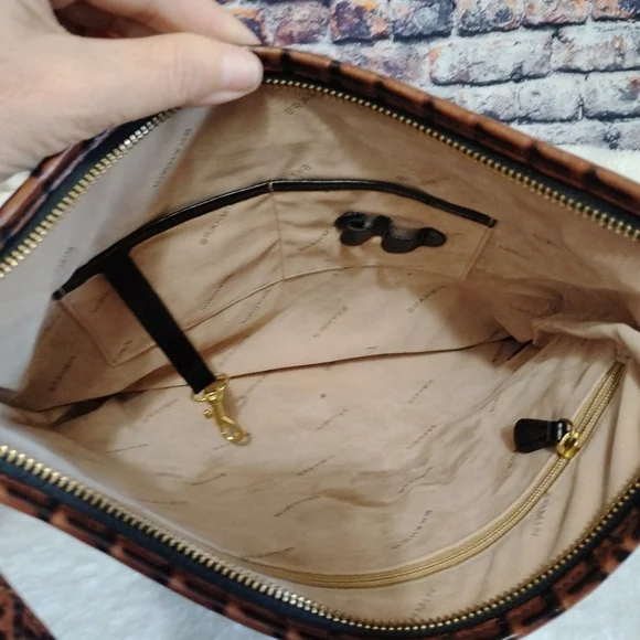 Vintage Brahmin Julie Smooth Black Brown  Leather Handbag Shoulder Bag Purse - Picture 8 of 16